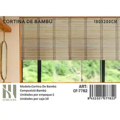 GENERICO - Persiana O Cortina Roller De Bambú 180x200 cm