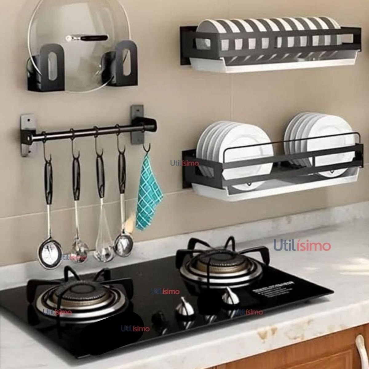 LINE - Cocina Encimera a Gas Licuado 2 platos Vidrio Templado Cocinilla Negro