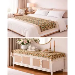 GENERICO - Piecera de Cama Estilo Bohemio con Encaje - Multiuso 80x200 cm