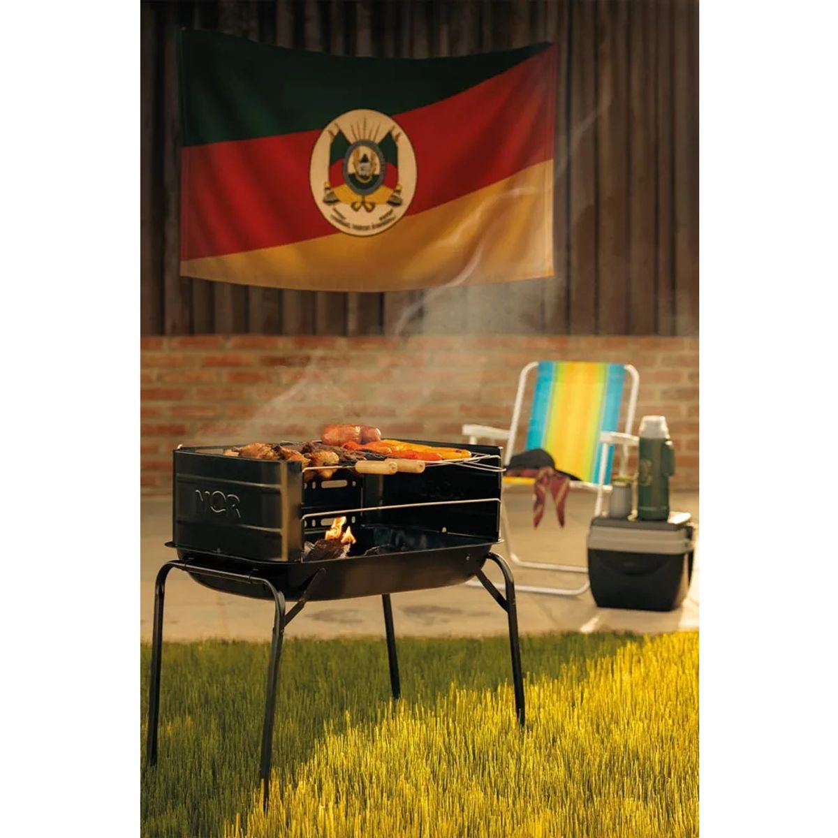 MOR - Parrilla A Carbon Plegable Movil Mor Araguaia 72x44cm Acero