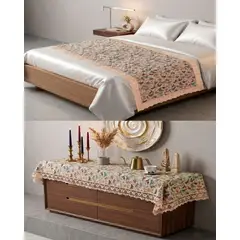 GENERICO - Piecera de Cama Multiuso Diseño Bohemio con Encaje 80x200cm