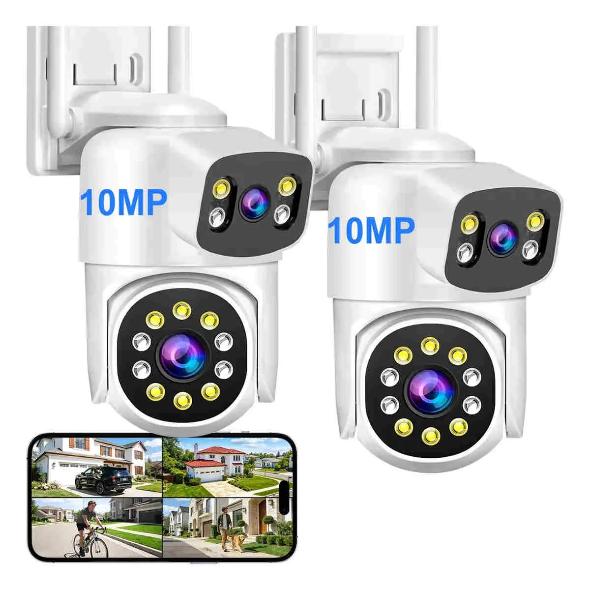 GENERICO - 2pcs Doble Lente Cámara De Seguridad Exterior Wifi Hd BELUG