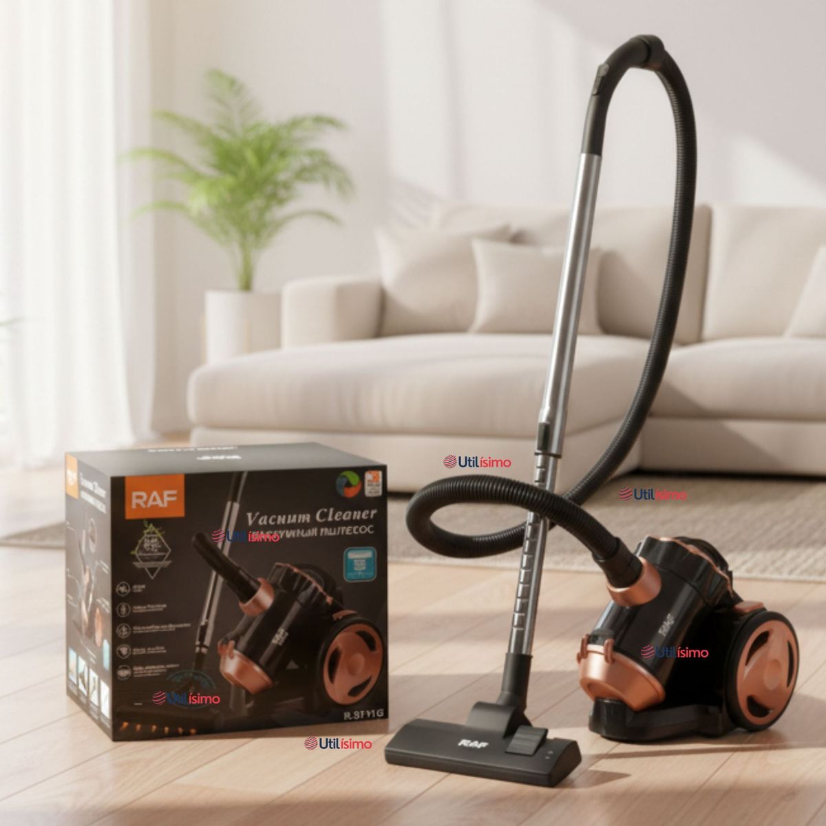 RAF - Aspiradora De Arrastre Alta Potencia De Succión 800w Sin Bolsa Ciclónica