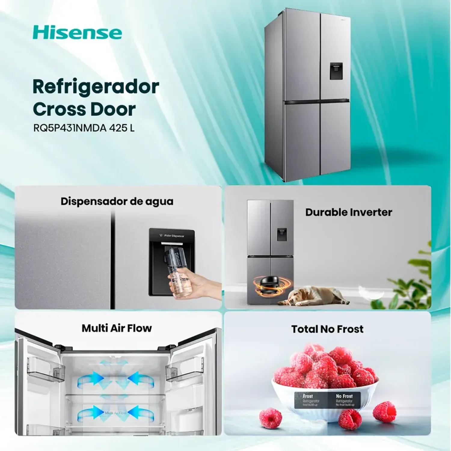 HISENSE Refrigerador Cross Door 425 Lts No Frost RQ5P431NMDA