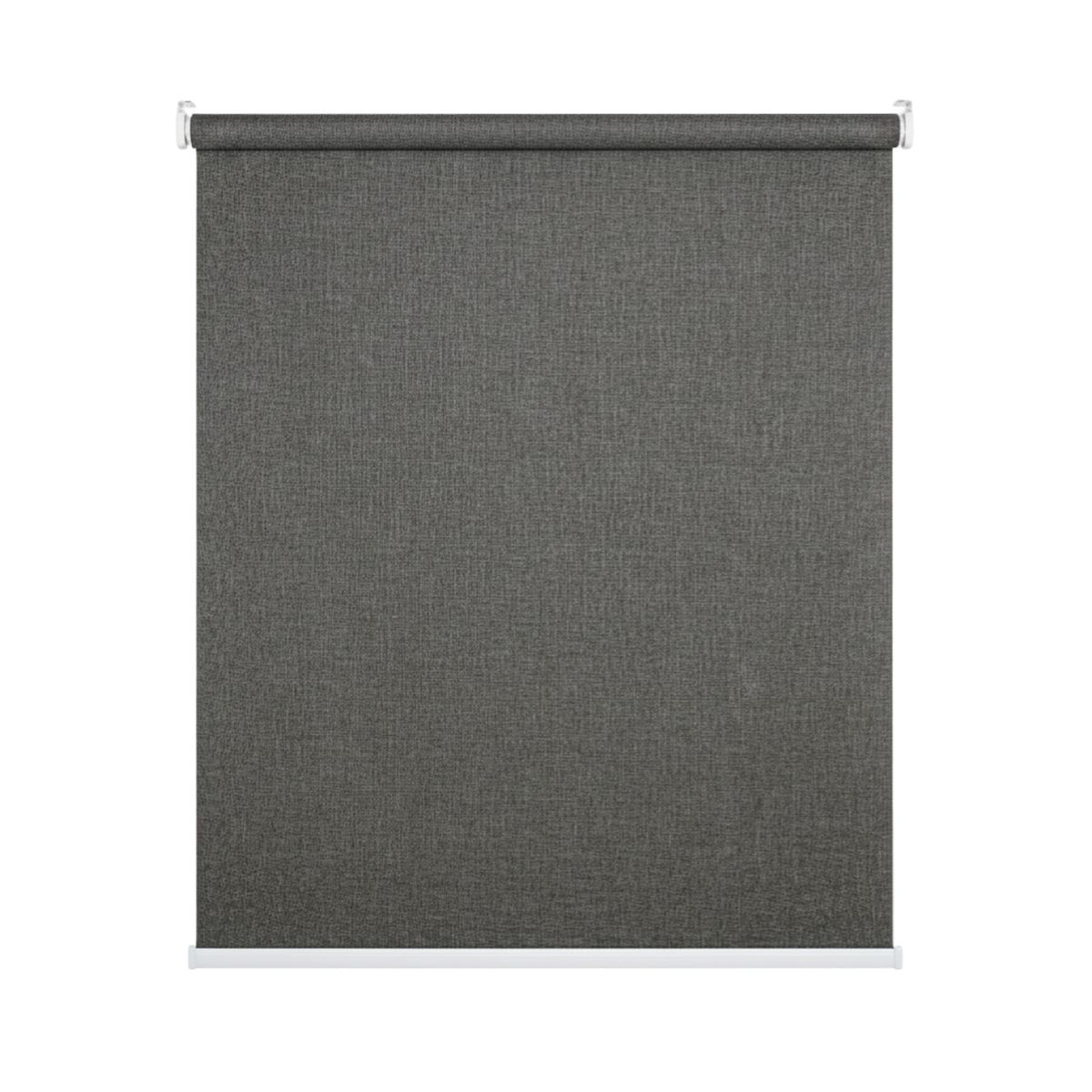 GUIZA - Cortina Roller Blackout 1 Paño 200 X 240 Cm Sin Cenefa Gris Oscuro Lino Guiza