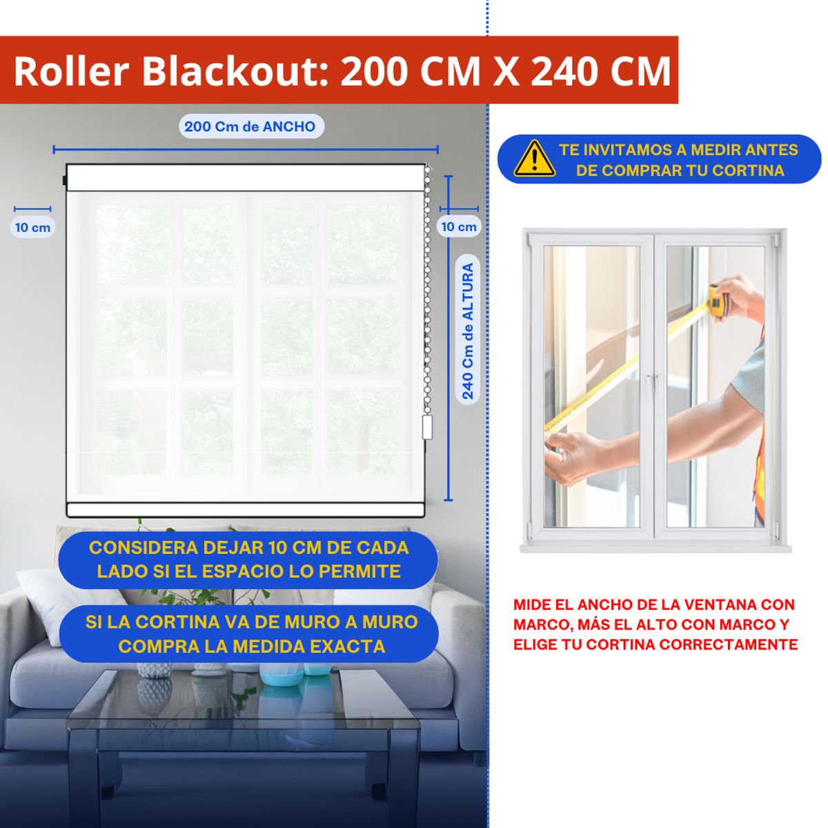 GUIZA - Cortina Roller Blackout 1 Paño 200 X 240 Cm Sin Cenefa Gris Claro Lino Guiza