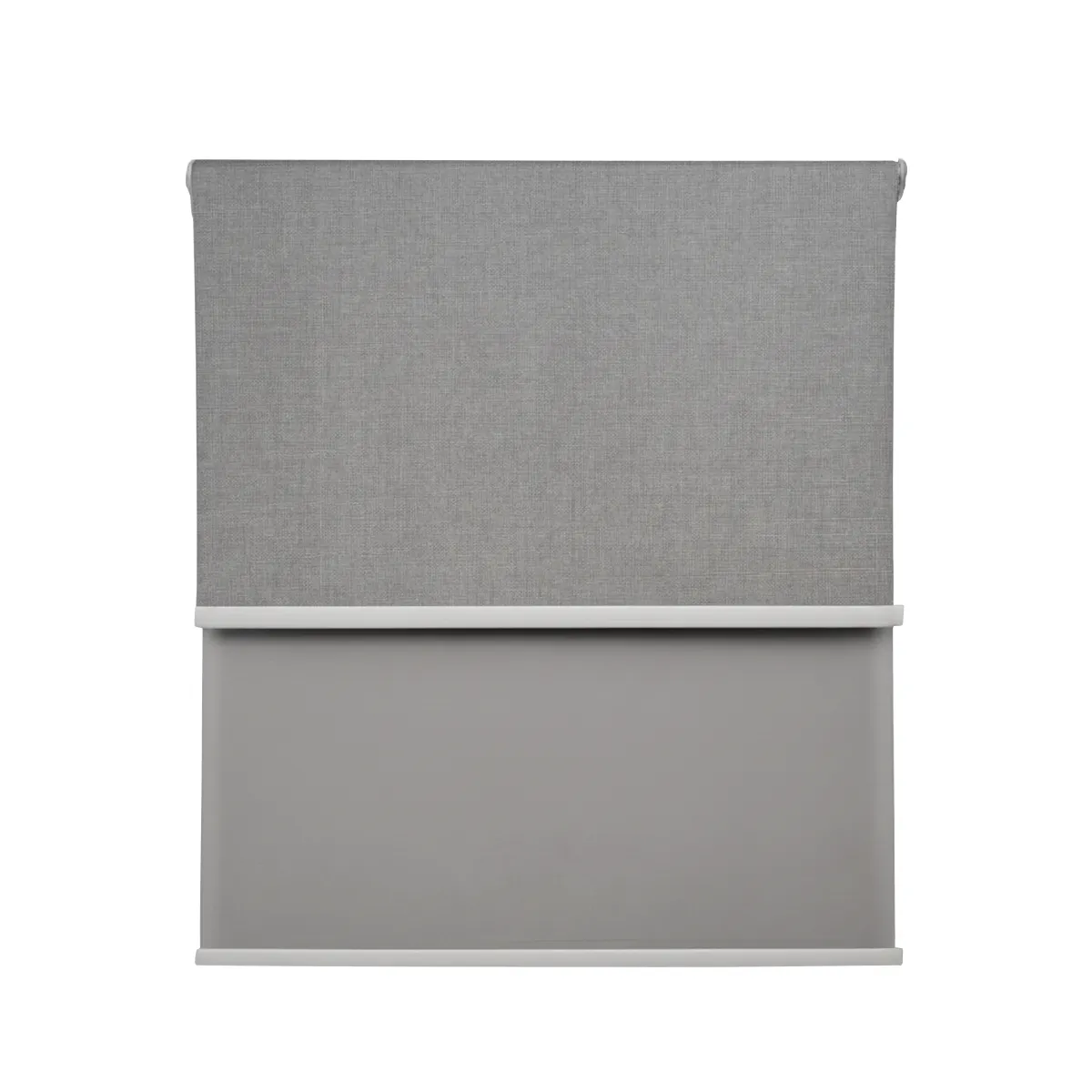GUIZA - Cortina Roller Blackout Doble 2 Paño 80x200 Con Visillo Gris Claro Lino Sin Cenefa Guiza