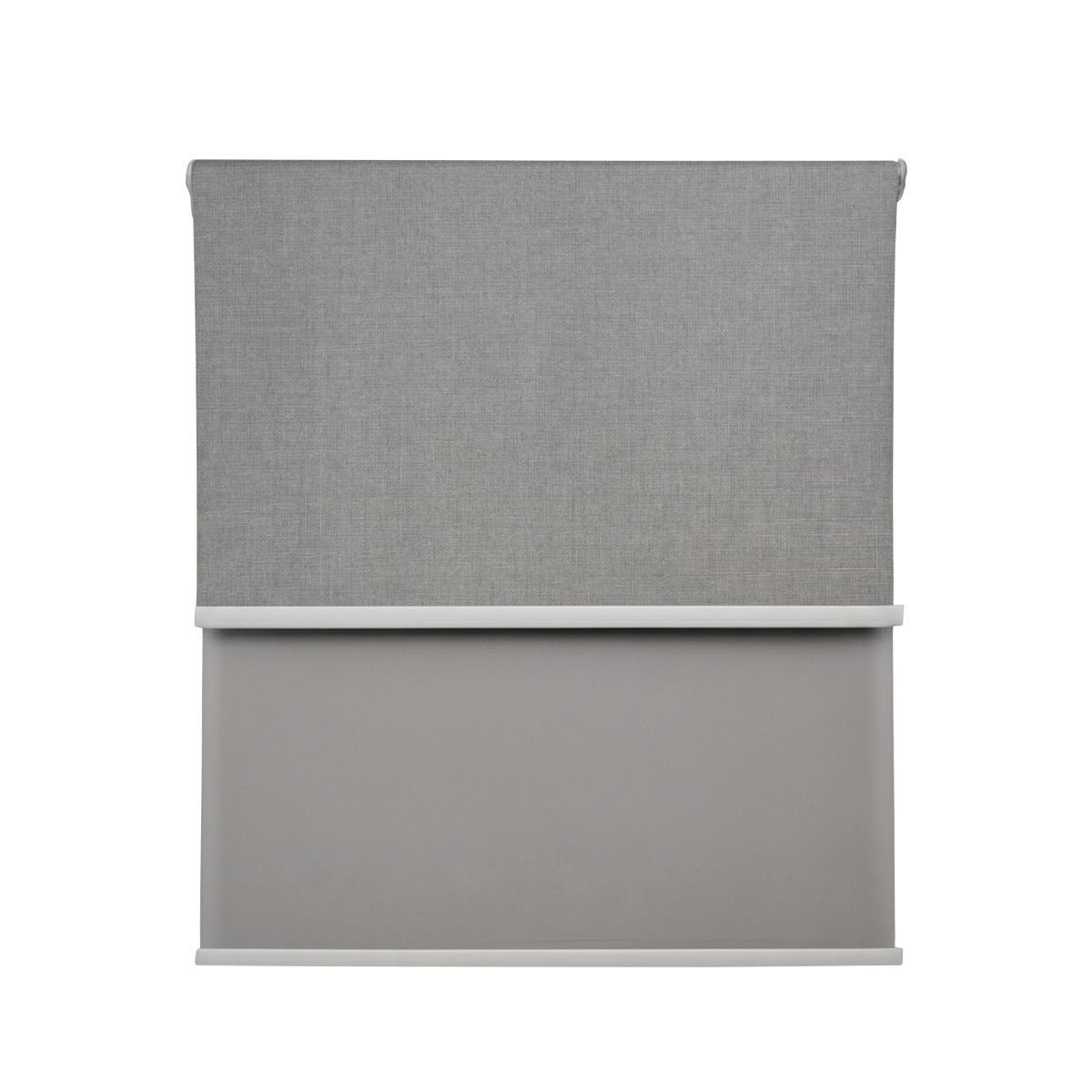 GUIZA - Cortina Roller Blackout Doble 2 Paño 180x200 Con Visillo Gris Claro Lino Sin Cenefa Guiza