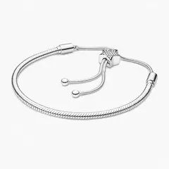 GENERICO - Pulsera Ajustable Plata 925 con Detalle Estrella