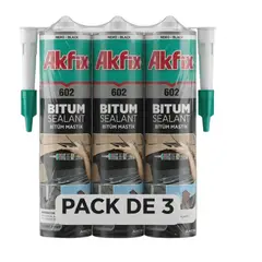 AKFIX - Pack 3 Sellador Bituminoso Asfaltico 602 Techos Humedo