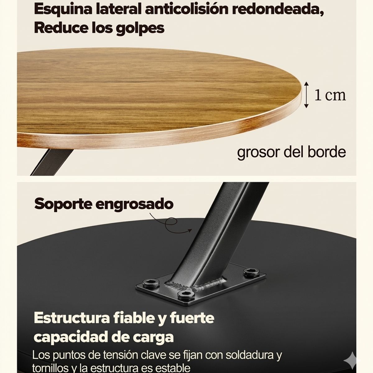 GENERICO - Mesa Estante Redonda Auxiliar Mesa Centro Madera Color Beige