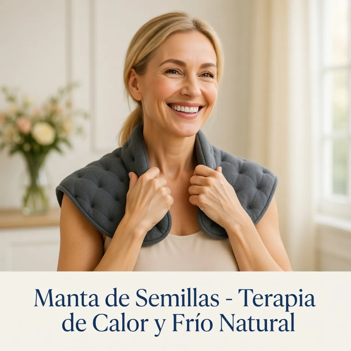 MOVI - Manta Alivia Dolores Cuello, Hombros y Espalda de Semillas - Terapia de Calor y Frío Natural
