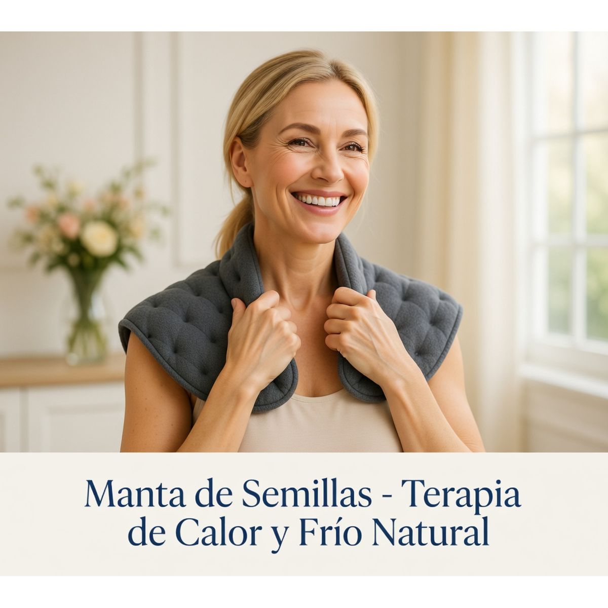 MOVI - Manta Alivia Dolores Cuello, Hombros y Espalda de Semillas - Terapia de Calor y Frío Natural