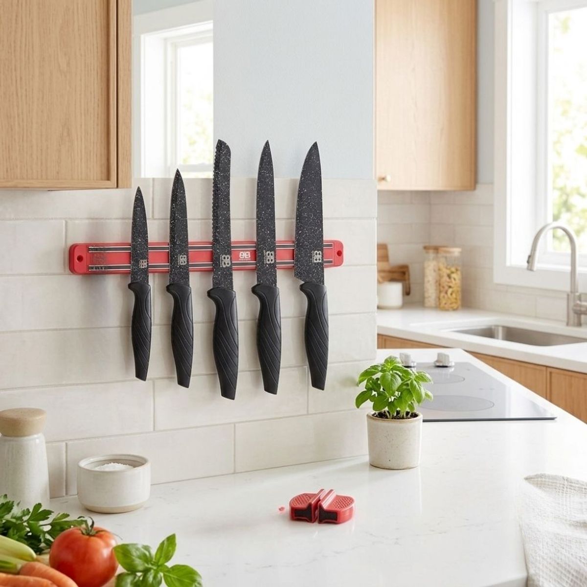 BYB - SET DE CUCHILLO MAS AFILADOR 7 PCS ACERO INOXIDABLE