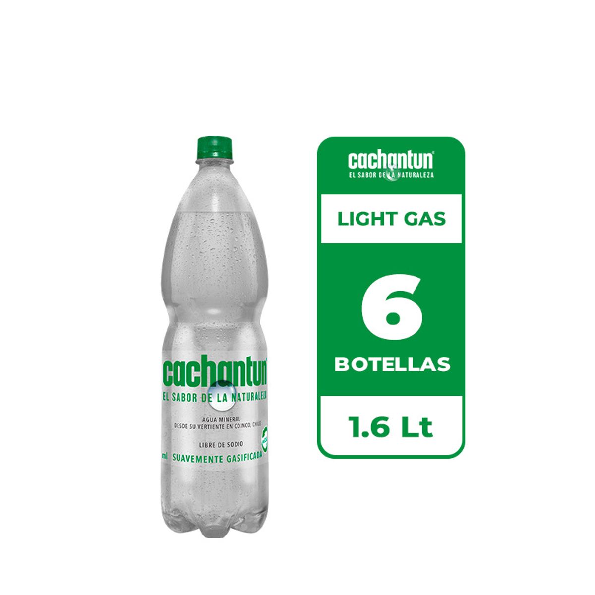 CACHANTUN - 6x Agua Mineral Cachantun Light Gas 1.6L