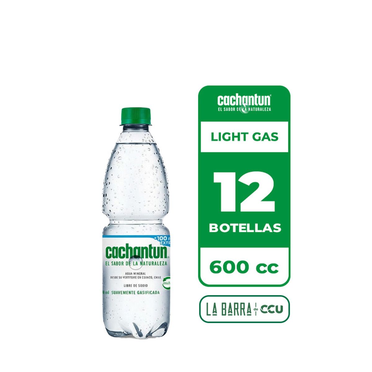 CACHANTUN - 12x Agua Mineral Cachantun Light Gas 600cc