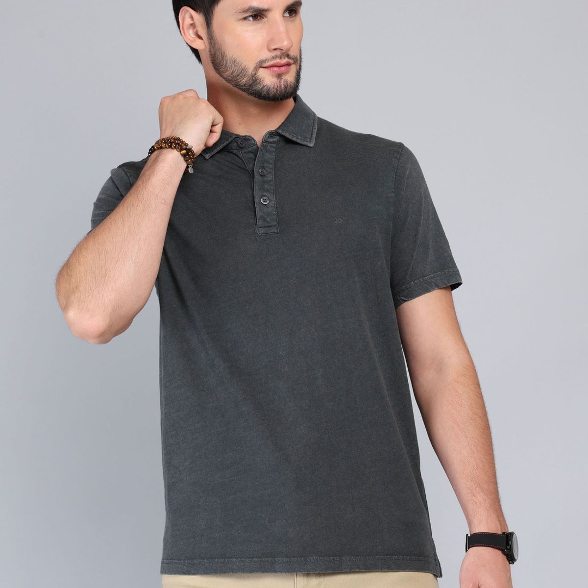 ARROW - Polera Lisa Stone Wash Regular Fit Negro Arrow ARROW