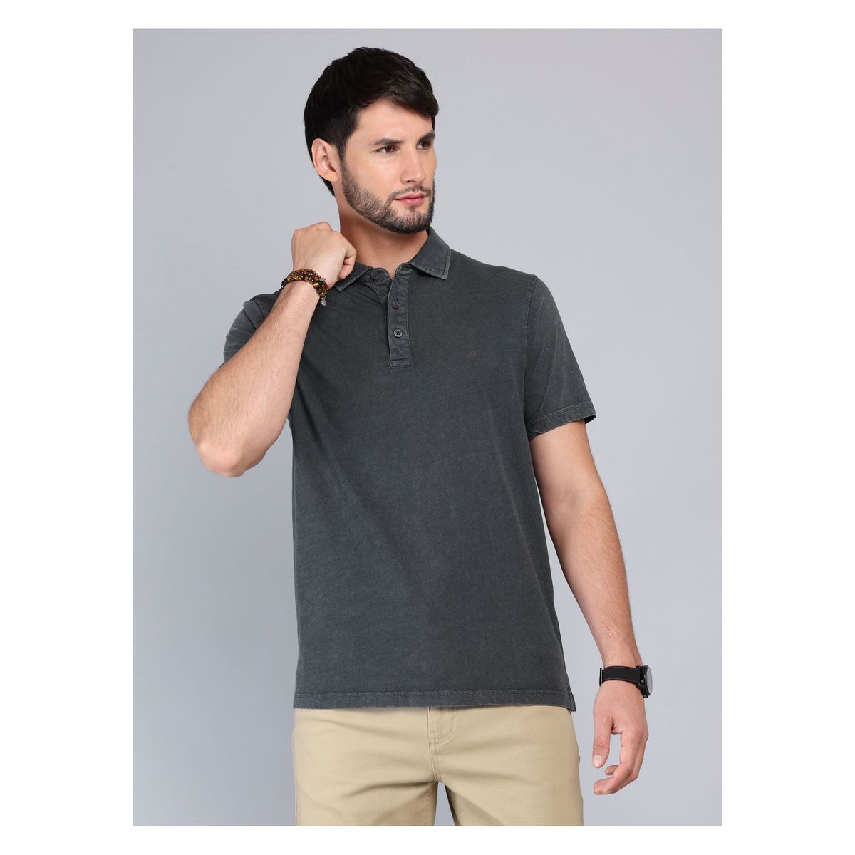 ARROW - Polera Lisa Stone Wash Regular Fit Negro Arrow ARROW