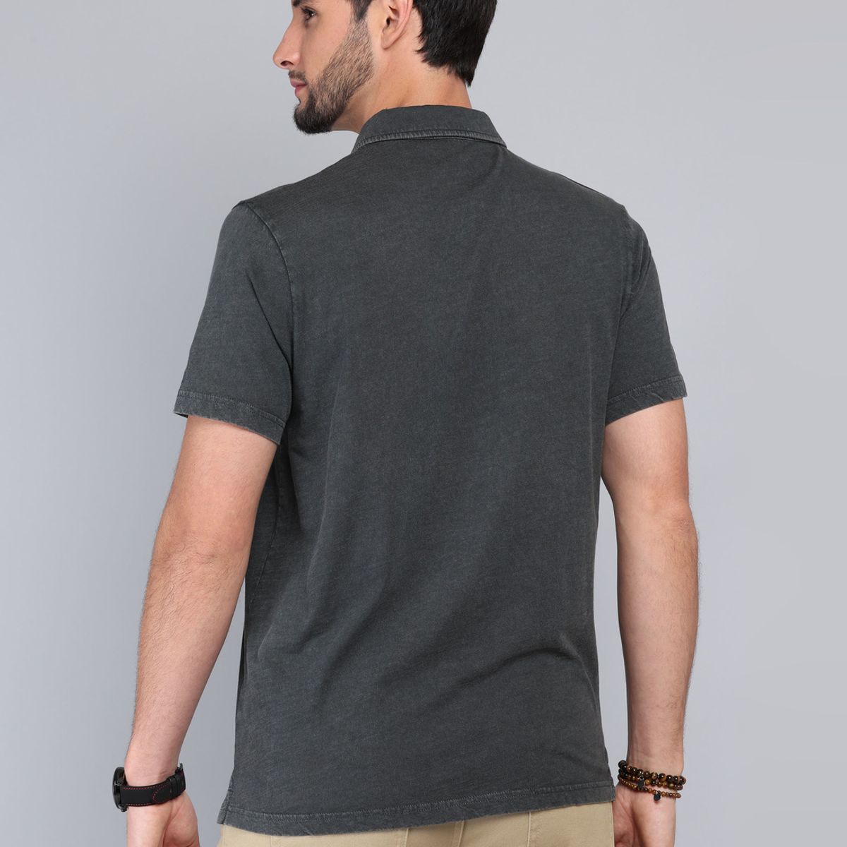 ARROW - Polera Lisa Stone Wash Regular Fit Negro Arrow ARROW