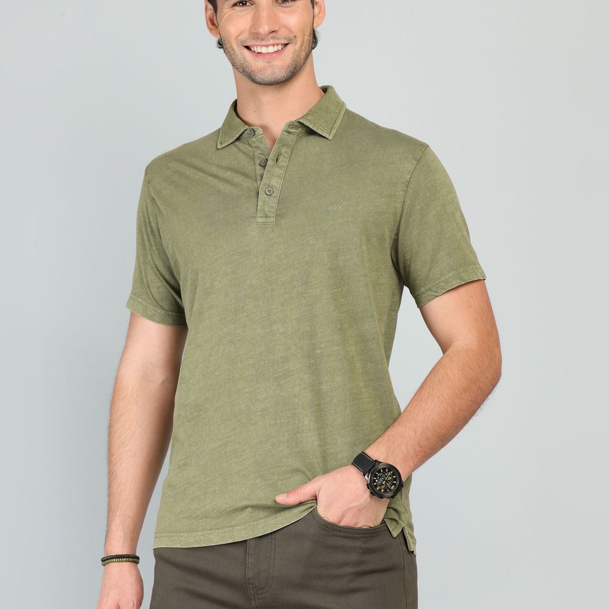 ARROW - Polera Lisa Stone Wash Regular Fit Verde Arrow ARROW