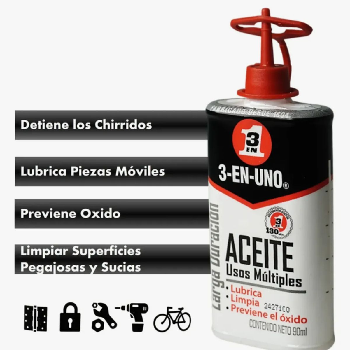 WD 40 - Aceite lubricante 3 en 1 Multiuso WD-40 90 ml