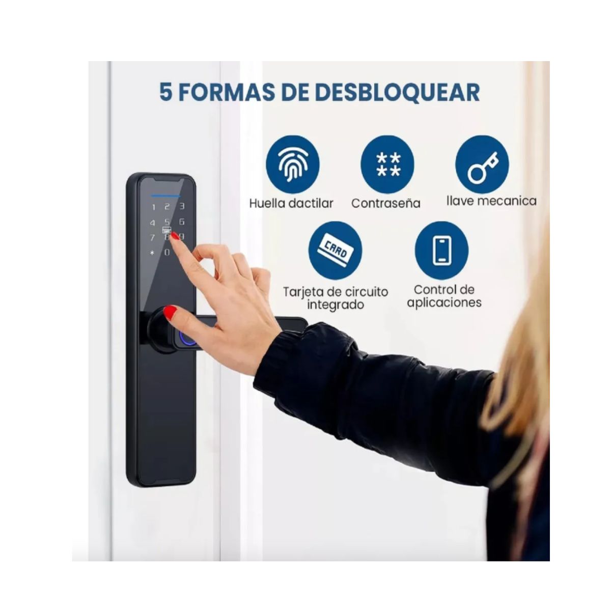 GENERICO - Cerradura Inteligente Biométrica WiFi con Huella Digital y Teclado Táctil