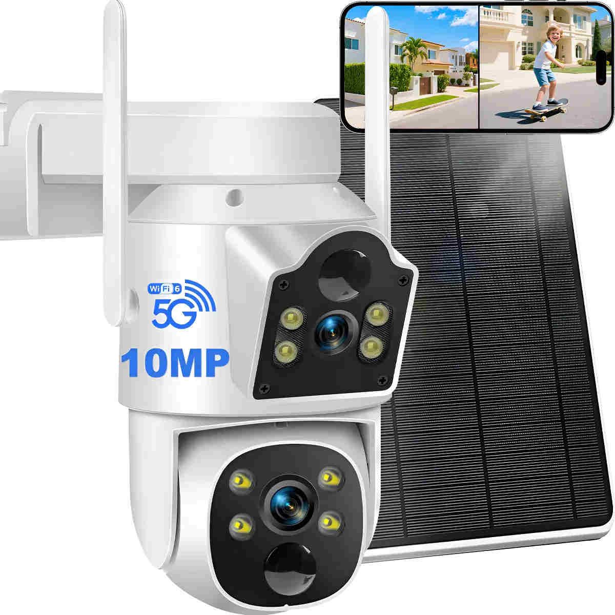 GENERICO - Solar Doble Lente Cámara De Seguridad Exterior 2k BELUG