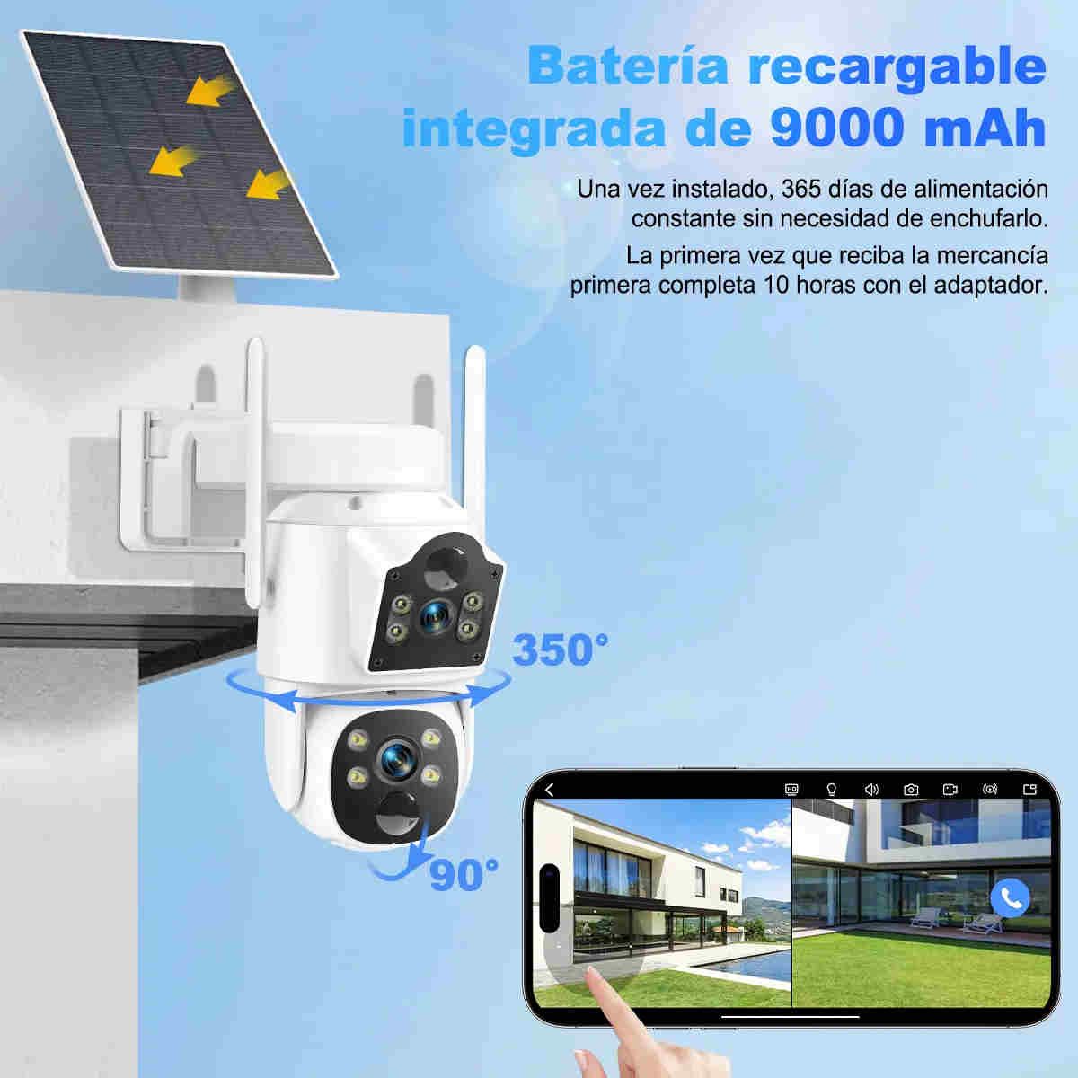 GENERICO - Solar Doble Lente Cámara De Seguridad Exterior 2k BELUG