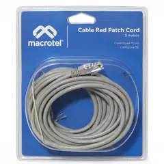 MACROTEL - Cable de Red 5 mt Patch Cord UTP Cat 5E MC-2006