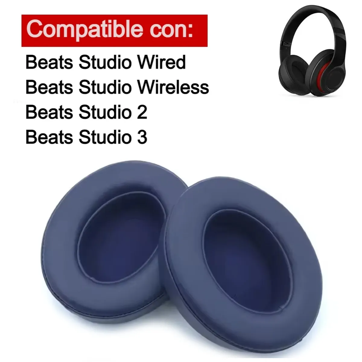 GENERICO - Almohadillas Para Audífonos Beats Studio 2 & 3 Wireless - Azul Marino
