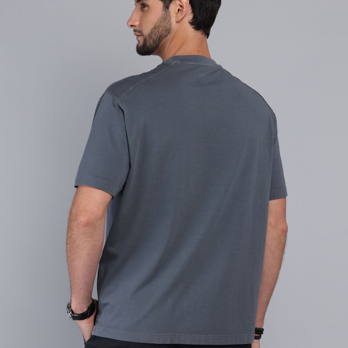 ARROW - Polera Lisa Stone Wash Regular Fit Gris Oscuro Arrow ARROW
