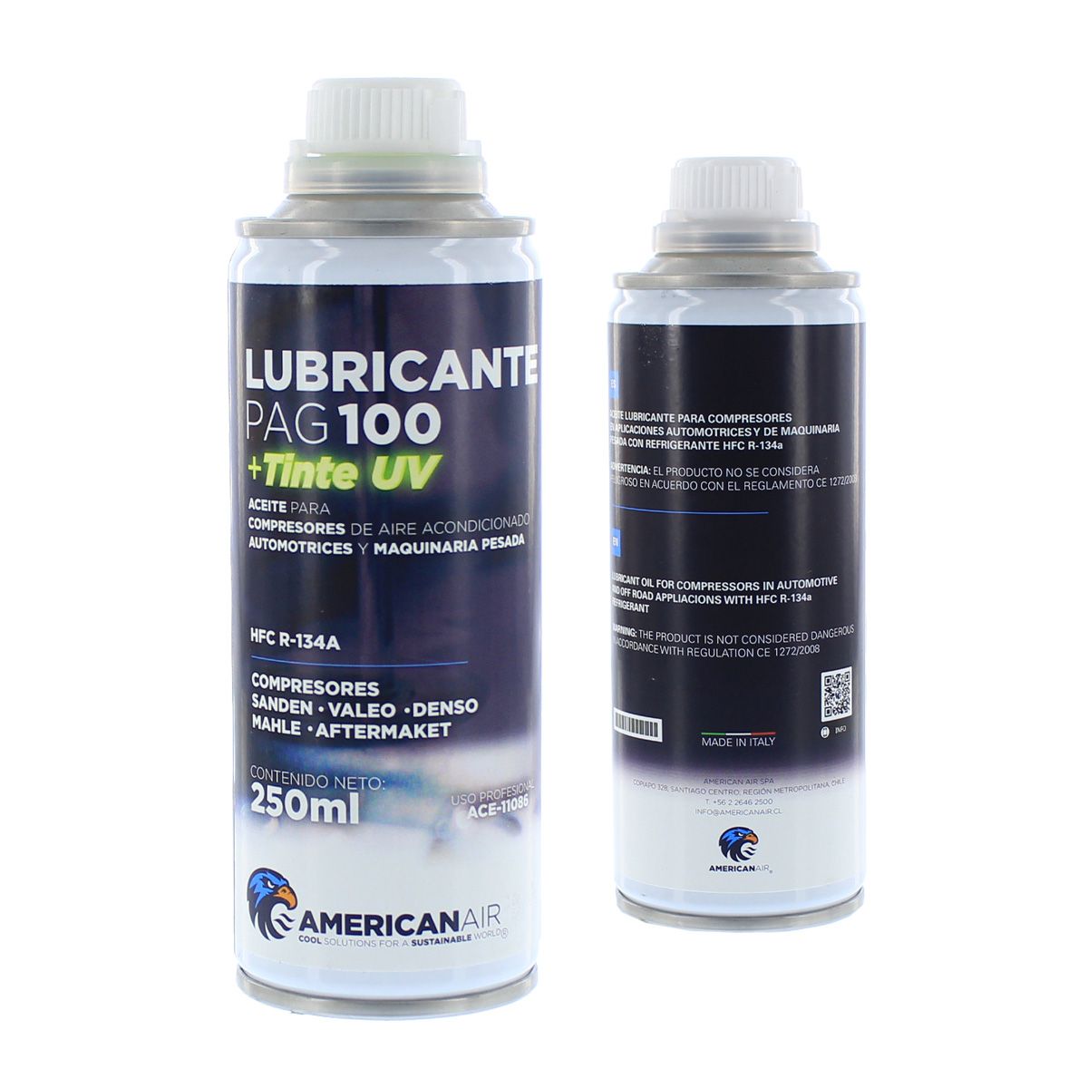 AMERICAN AIR - Aceite Pag 100 con Tinte UV 250ml R134a A/cAuto American Air