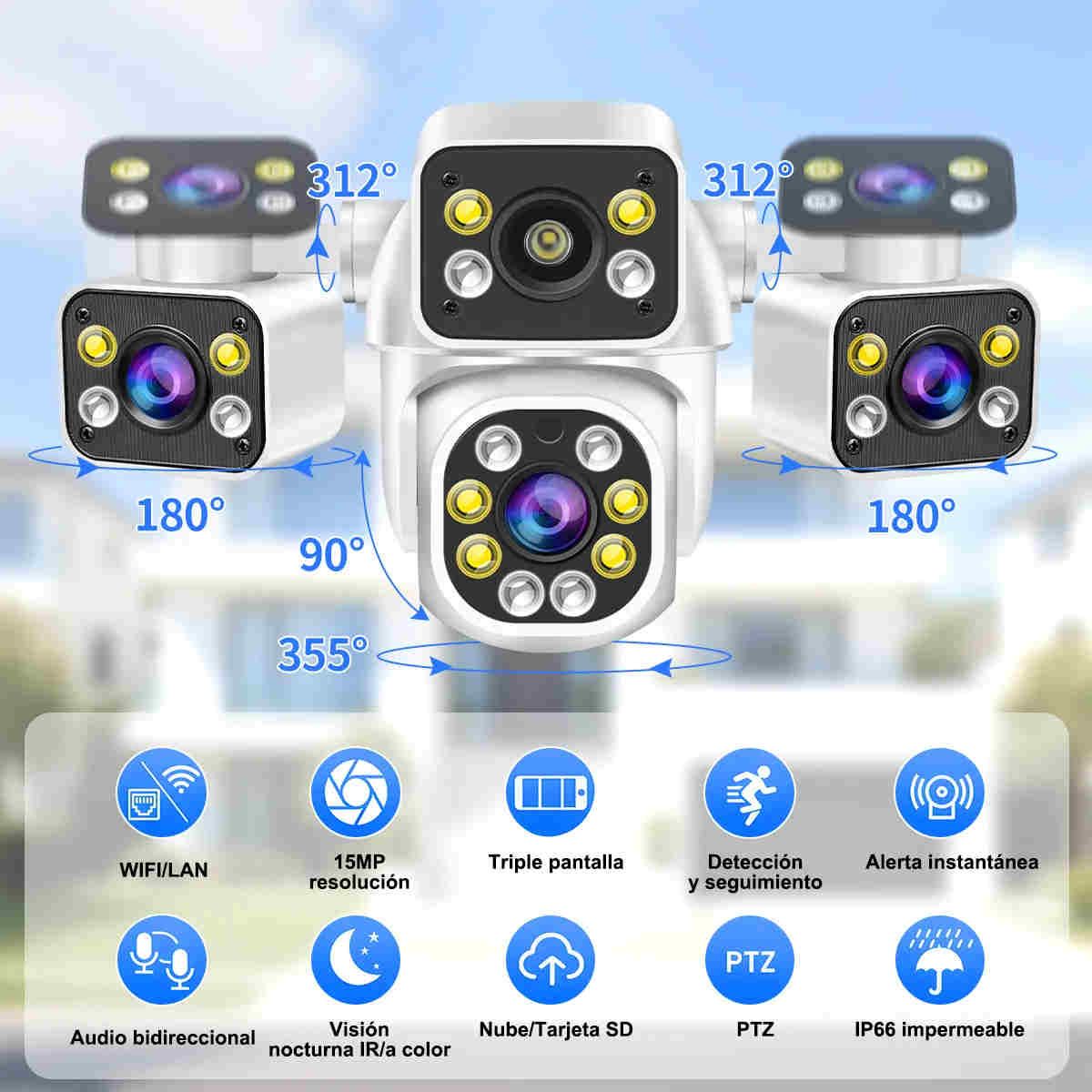 GENERICO - Tres Lentes Cámara De Seguridad 3 Pantalla BELUG