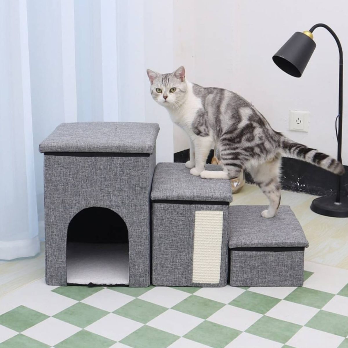 GENERICO - Escalera Mascota Perro Gato Con Almacenamiento Plegable