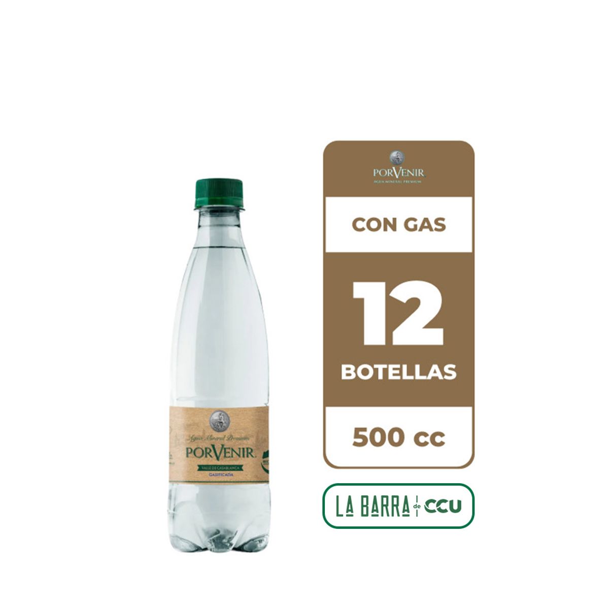 PORVENIR - 12x Agua Mineral Porvenir Con Gas 500cc