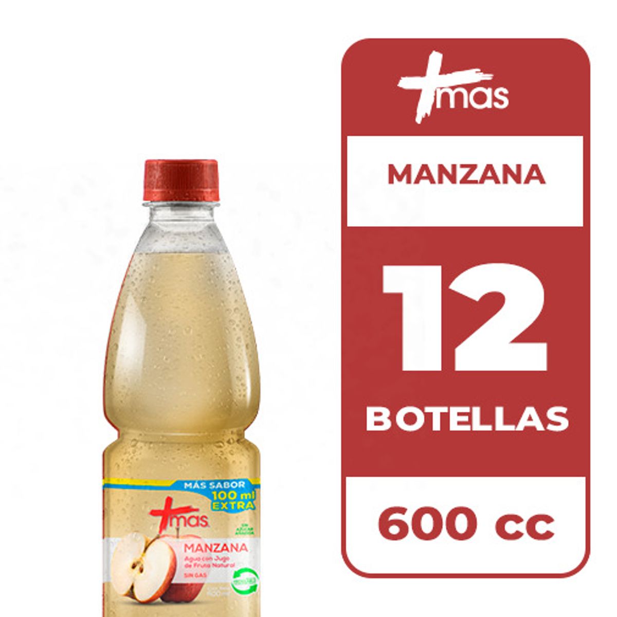 CCU - 12x Agua Saborizada Mas Manzana Botella 600cc