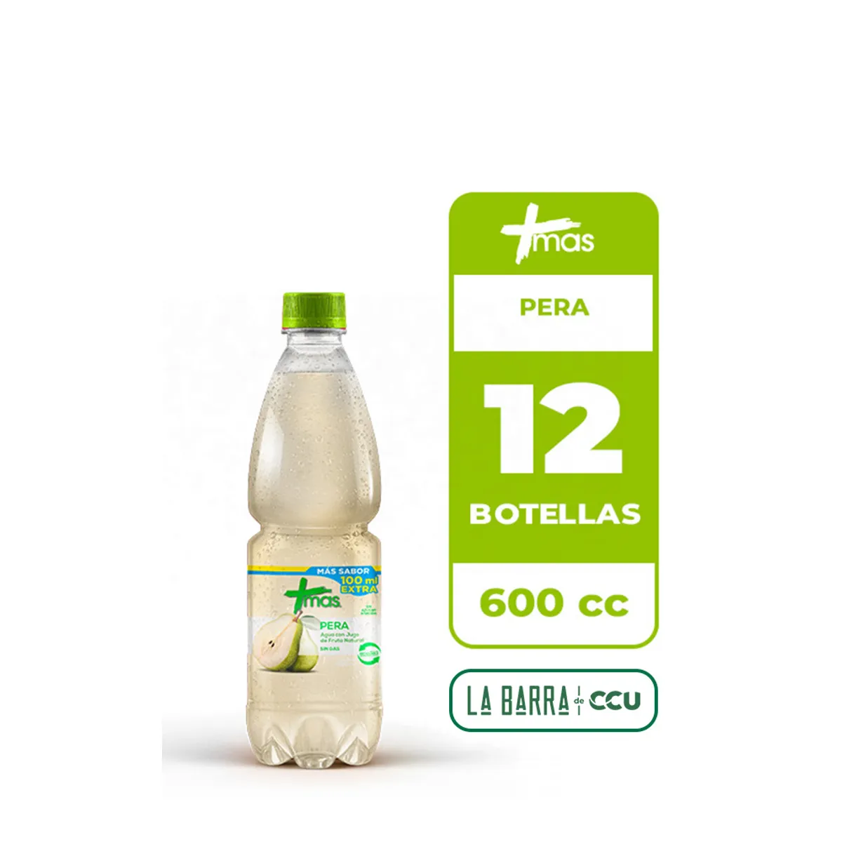 CCU - 12x Agua Saborizada Mas Pera Botella 600cc