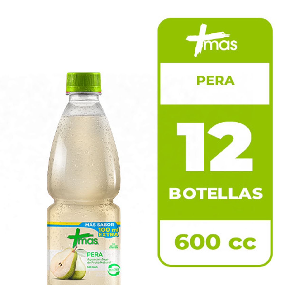 CCU - 12x Agua Saborizada Mas Pera Botella 600cc