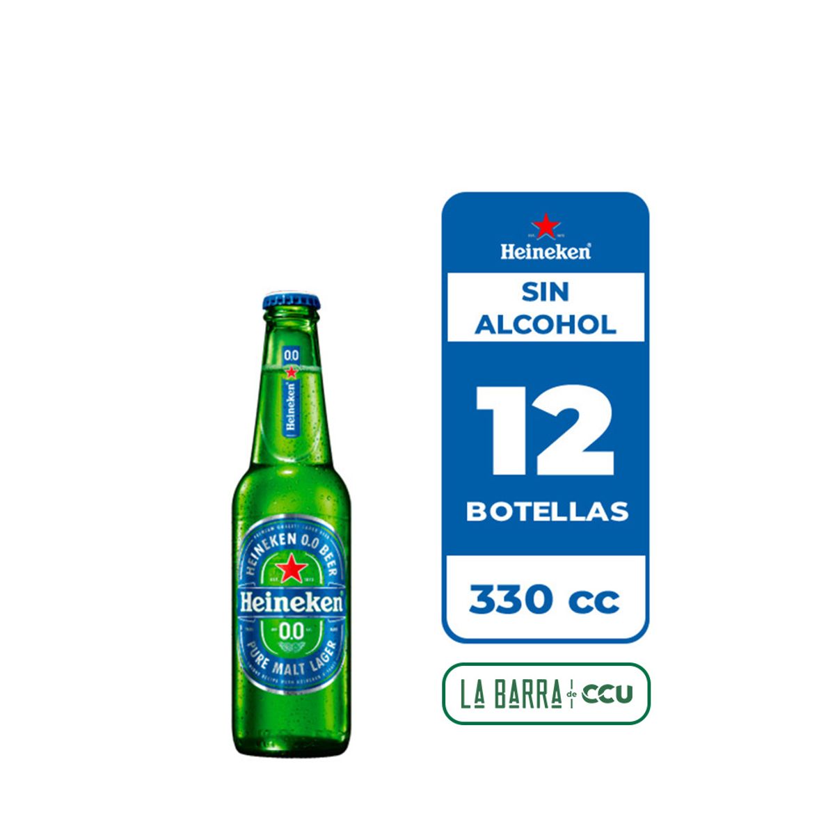 HEINEKEN - 12x Cerveza Heineken Sin Alcohol Botella 330cc