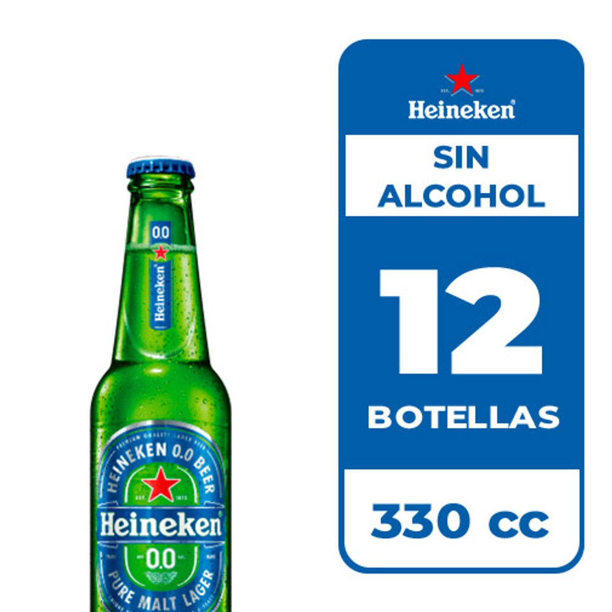 HEINEKEN - 12x Cerveza Heineken Sin Alcohol Botella 330cc