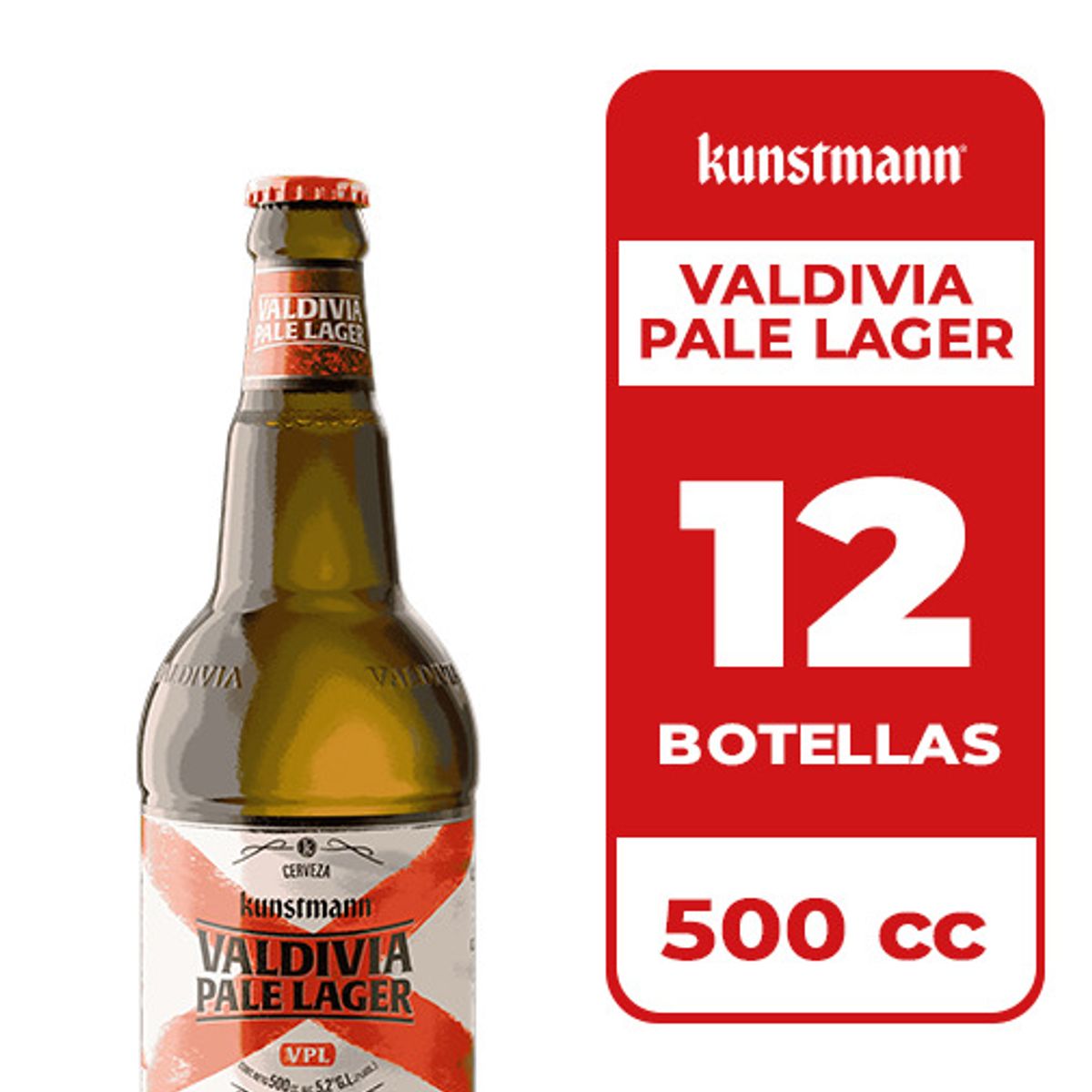 KUNSTMANN - 12x Cerveza Kunstmann Valdivia Pale Lager 5.2° Botella 500cc