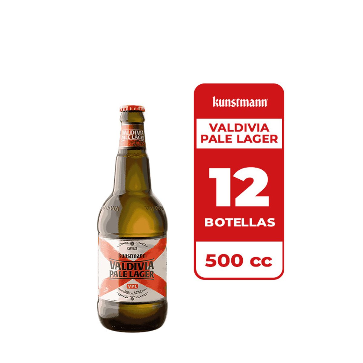 KUNSTMANN - 12x Cerveza Kunstmann Valdivia Pale Lager 5.2° Botella 500cc