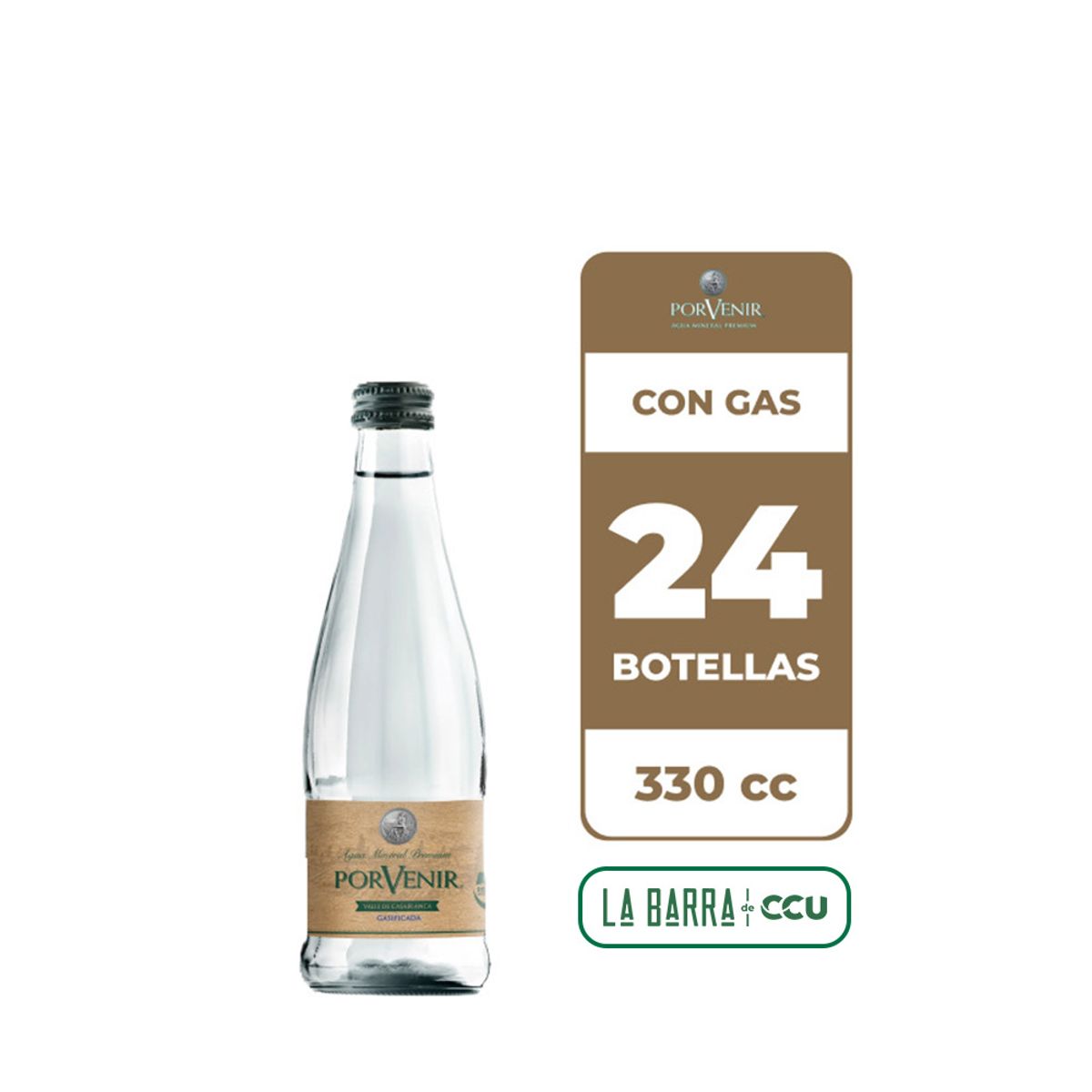 PORVENIR - 24x Agua Mineral Porvenir Con Gas 330cc