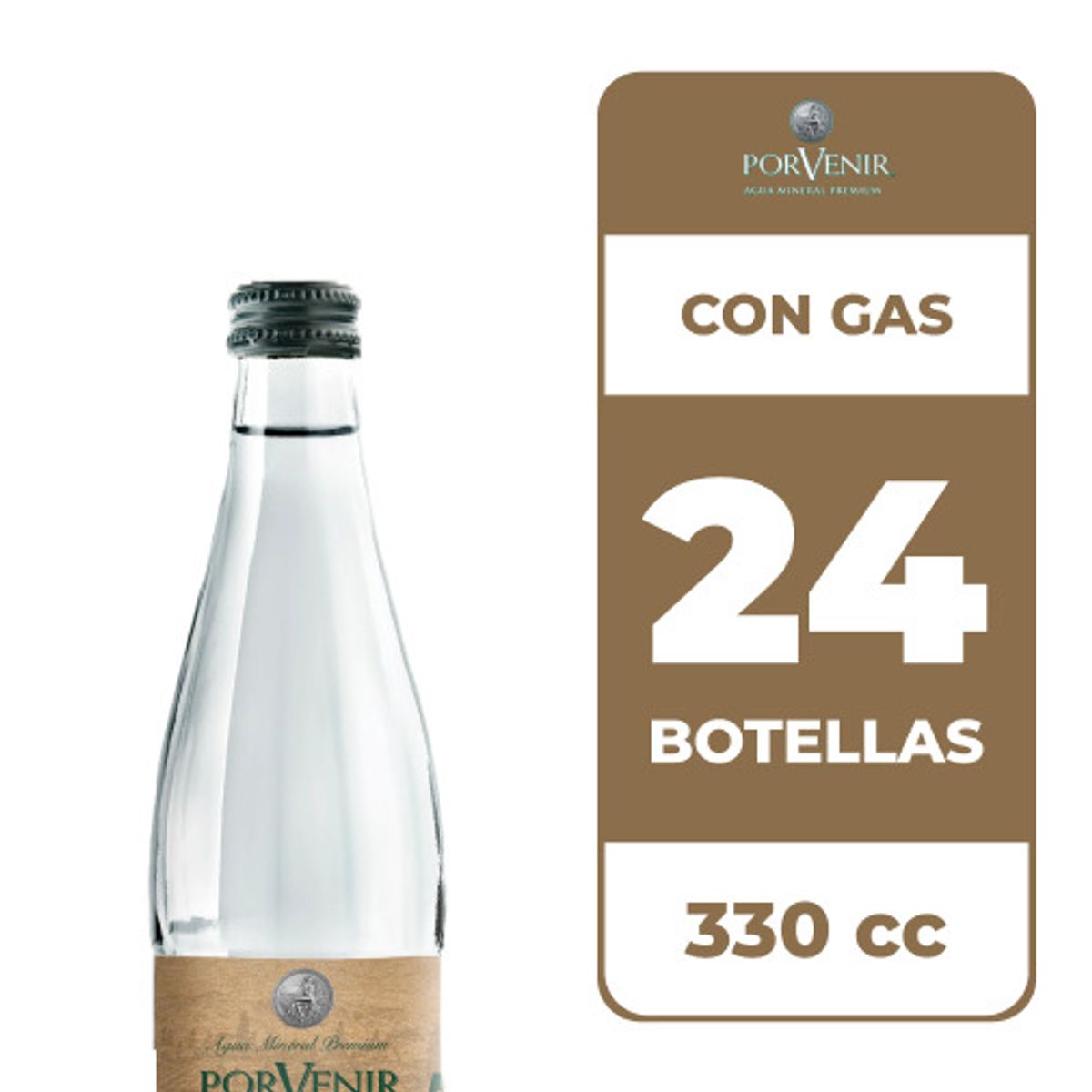 PORVENIR - 24x Agua Mineral Porvenir Con Gas 330cc