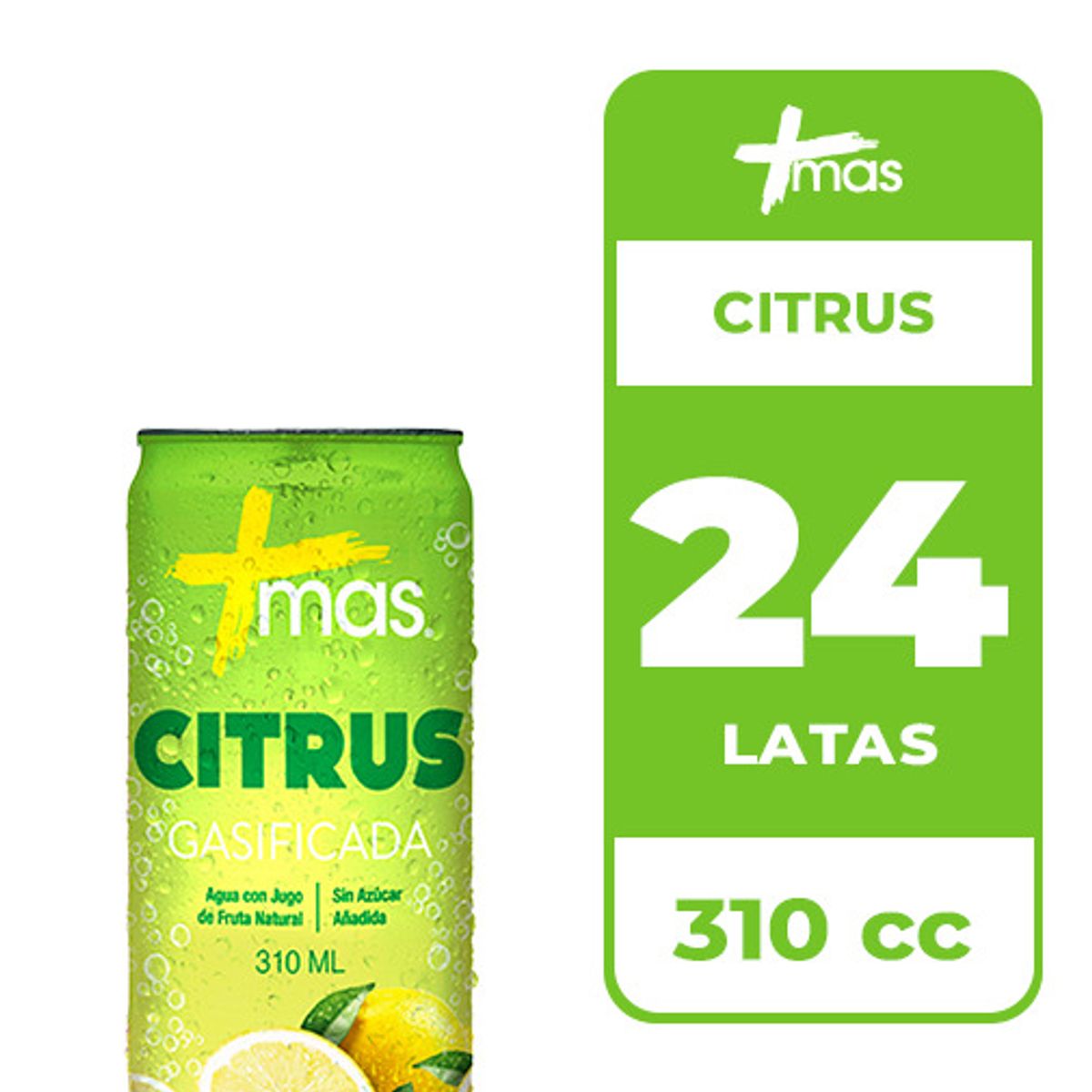 CCU - 24x Agua Saborizada Mas Citrus Limón Con Gas Lata 310cc
