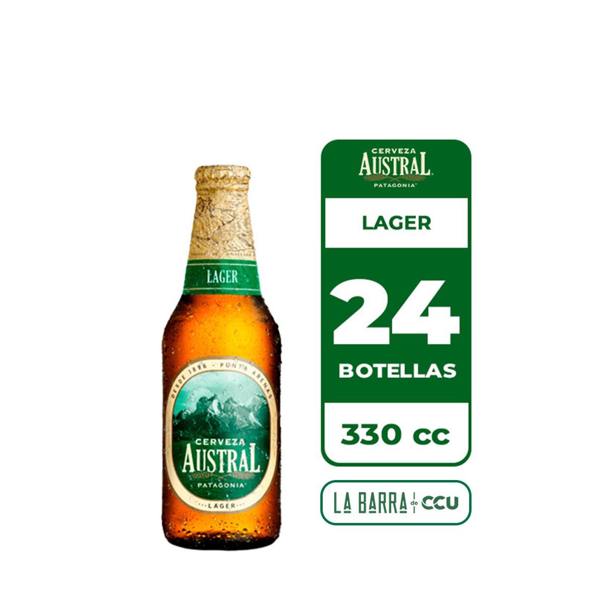 AUSTRAL - 24x Cerveza Austral Lager 4.6° Botella 330cc