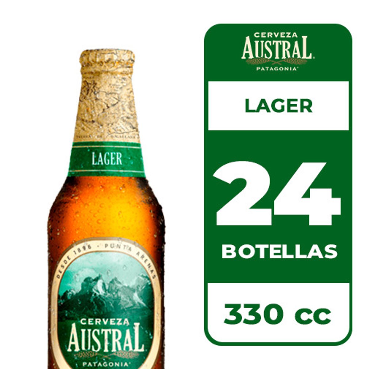 AUSTRAL - 24x Cerveza Austral Lager 4.6° Botella 330cc