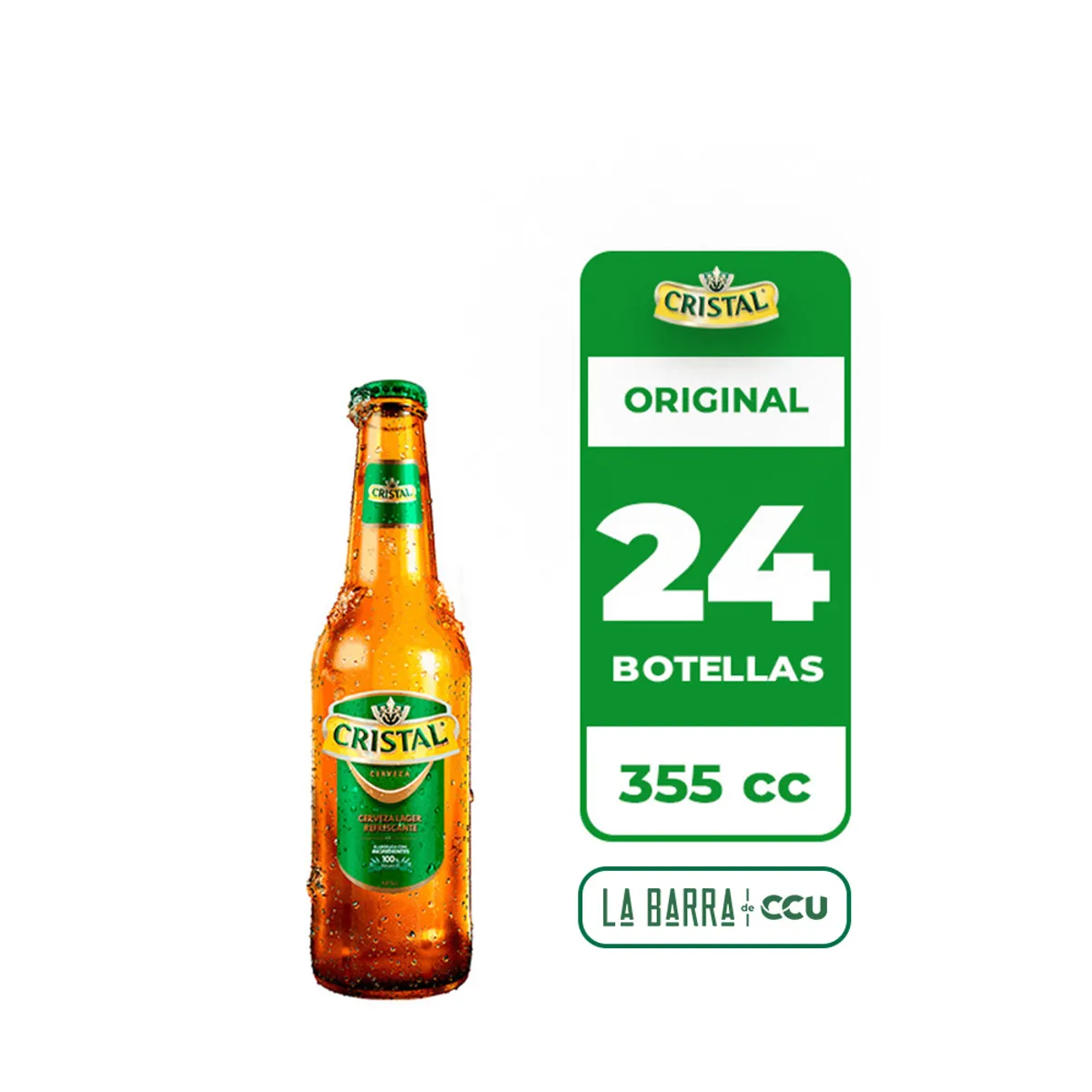 CRISTAL - 24x Cerveza Cristal 4.6° Botella 355cc