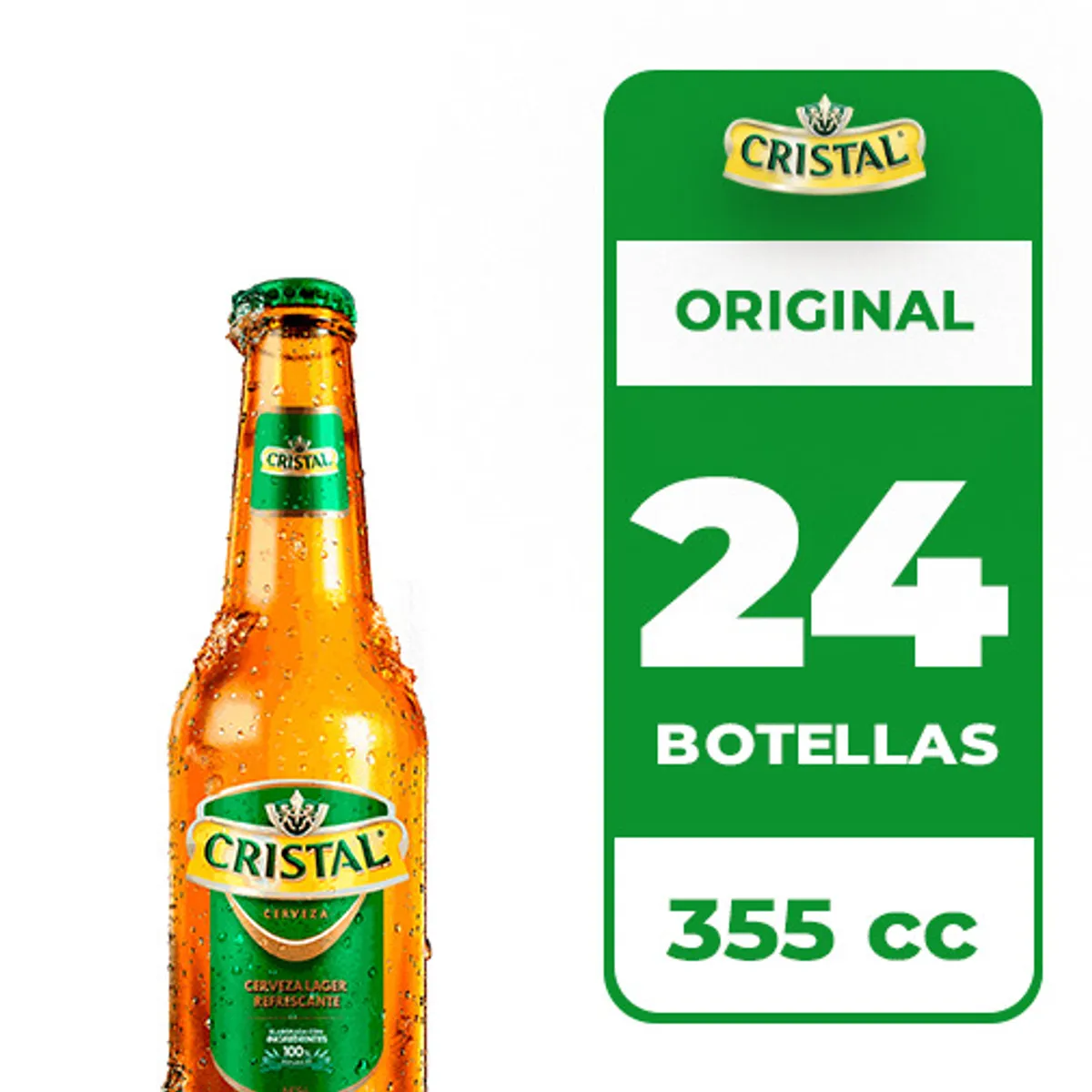 CRISTAL - 24x Cerveza Cristal 4.6° Botella 355cc