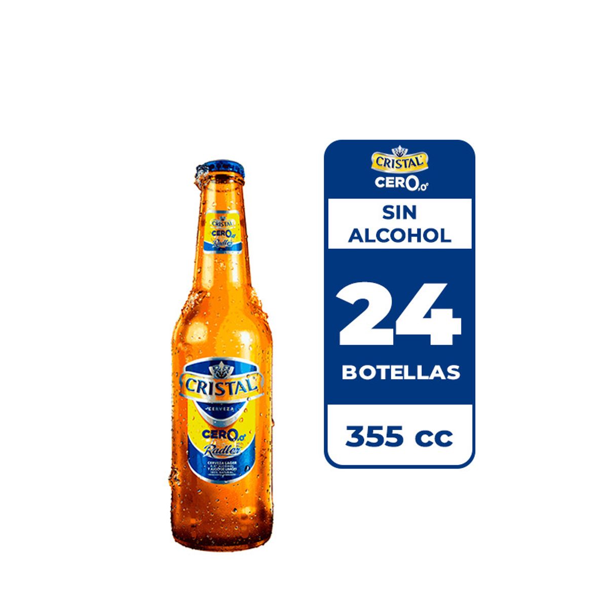 CRISTAL - 24x Cerveza Cristal Sin Alcohol Botella 355cc